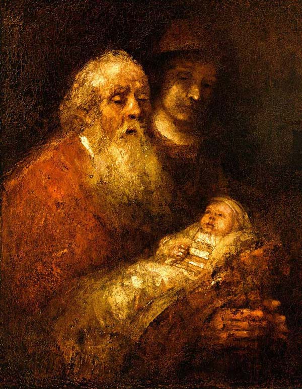 Simeon in the Temple painted by Rembrandt