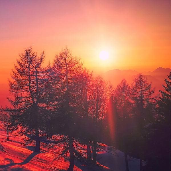 a sunrise on snow