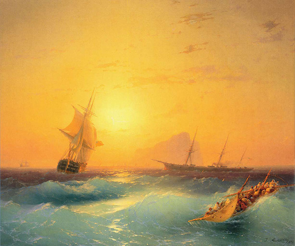 American Shipping off the Rock of Gibraltar by Ivan Aivazovsky 1873