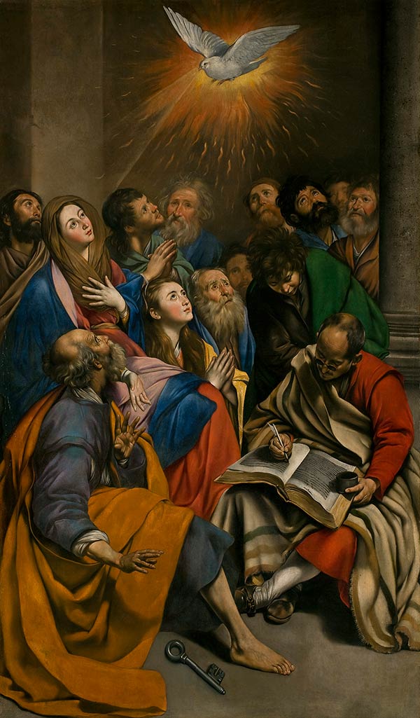 painting of the disciples of Jesus at Pentecost