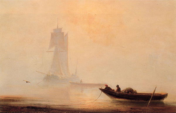 Ivan Aivazovsky, Fishing Boats In A Harbor, oil on canvas, 1854
