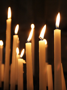 many long white candles