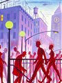 illustration of people walking in the streets of a city