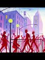 illustration of people walking in the streets of a city