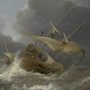 painting of Dutch Ships on stormy sea