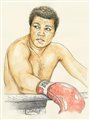Watercolor painting of Muhammad Ali by Jason Landsel