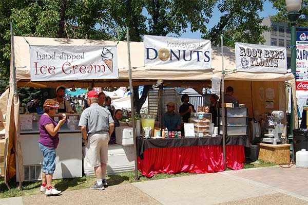 booths selling icecream and donuts