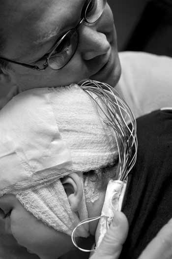 Young patient at the University of Pittsburgh Medical Center. Photograph by Scott Goldsmith.