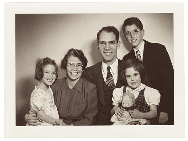 Tom Potts and his family in a sepia photo