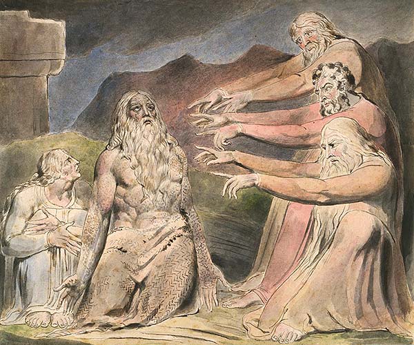 illustration by William Blake from the book of Job of Jobs friends rebuking him