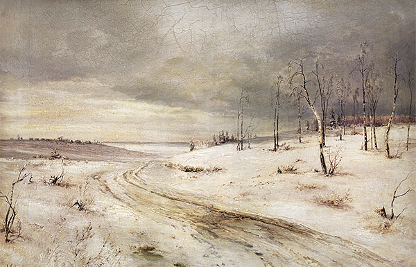 painting of a snowy landscape