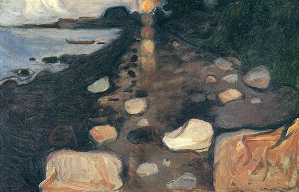 impressionist art of moonlight on water