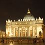 The plaza in front of the Vatican at night
