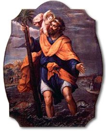 painting "Saint Christopher with the Christ Child" by Simon Pereyns, dating 1588, at Catedral Metropolitano, Mexico City