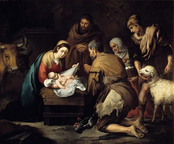 shepherds adoring Jesus in the manger