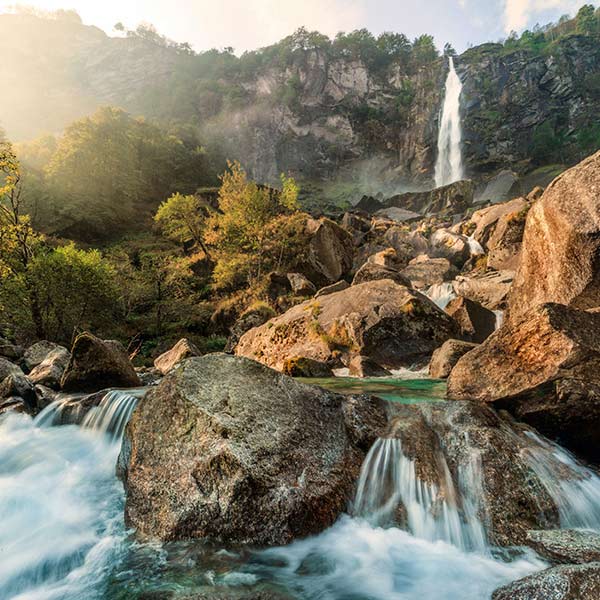 stream rushing down a rocky canyon