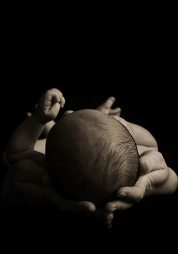 black and white photo of a baby