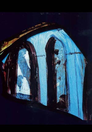 abstract painting of church doors