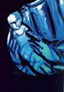 stylized painting of Marys hands holding Jesus
