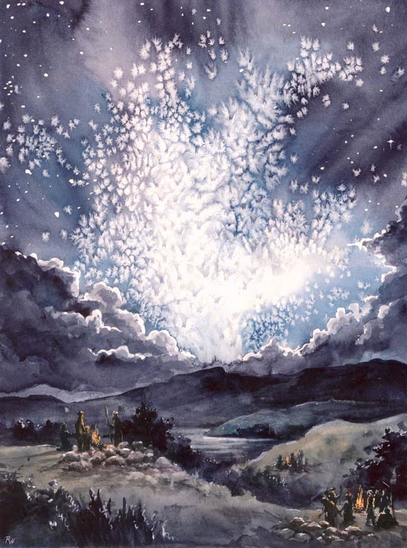 painting of angels visiting shepherds