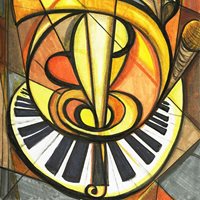 abstract illustration of a piano