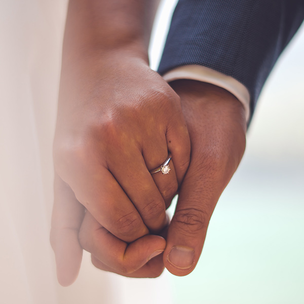 a man and woman's hands