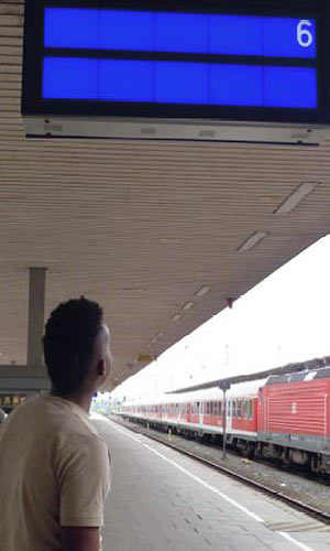 Indho Mohamud Abyan at the train station.