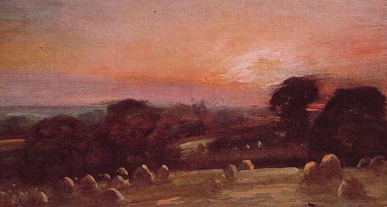 John Constable, <em>A Hayfield near East Bergholt at Sunset</em> (detail)