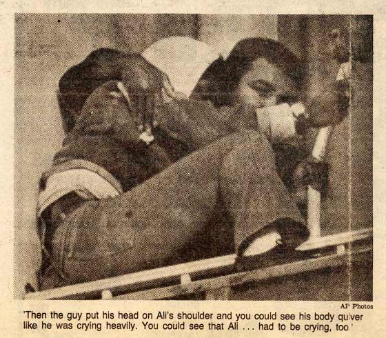 Mohammad Ali showing brotherly love to a suicidal man.