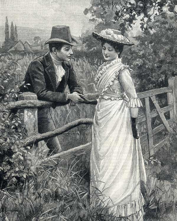 a young man and woman holding hands