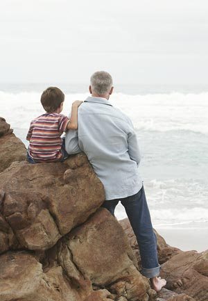 Father and son at the seashore