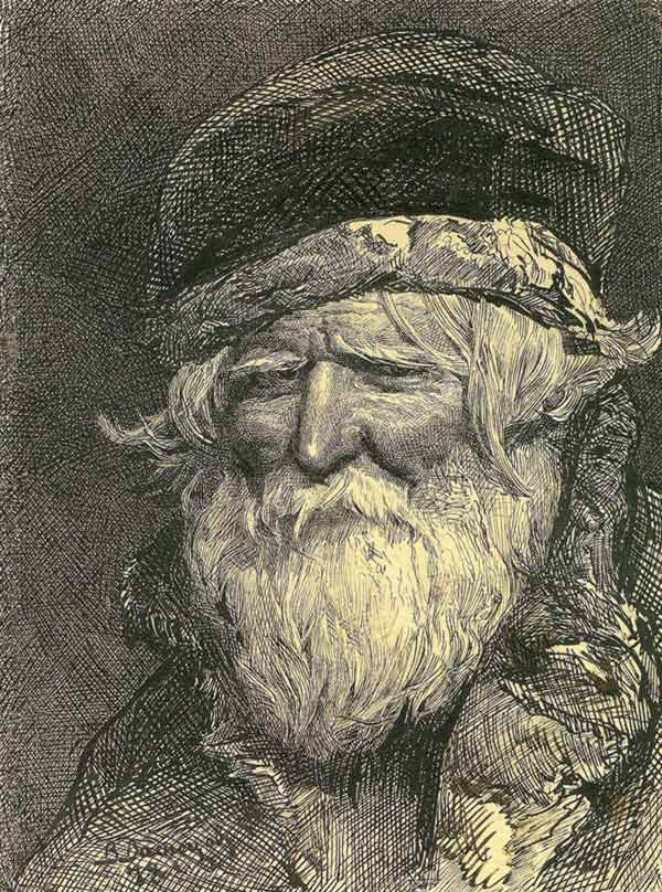 illustration of an old man with a white beard