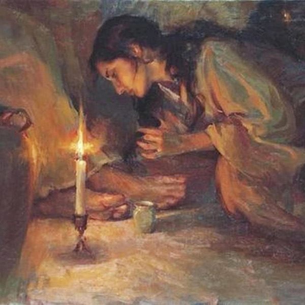 Magdalena unge pies de Jesús, pintor desconocido. Fuente: Wikimedia Commons