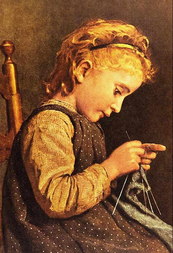 Albert Anker, Little Girl Knitting