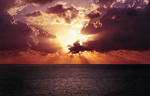 sunset over an ocean