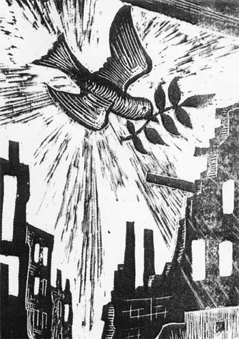 Detail from Fritz Richter (1904-1981), Und über uns der Himmel, woodcut via Wikimedia Commons