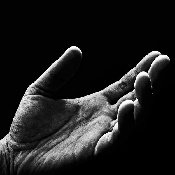 black and white image of a hand