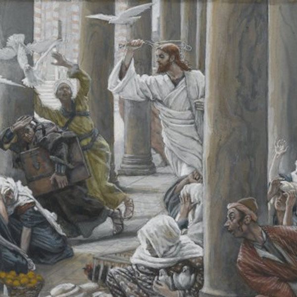 The Merchants Chased from the Temple painted by James Tissot