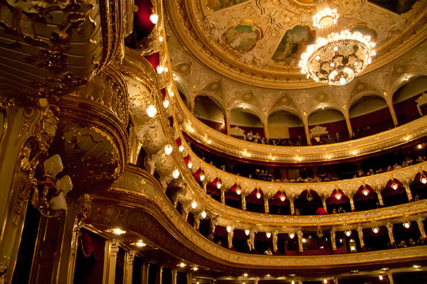 Interior of Opera house in Odessa, Ukraine
