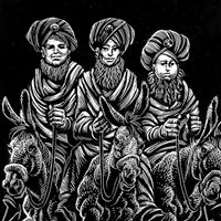 illustration of three young boys dressed as the three kings