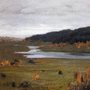 painting of a river flowing through a valley in Autumn