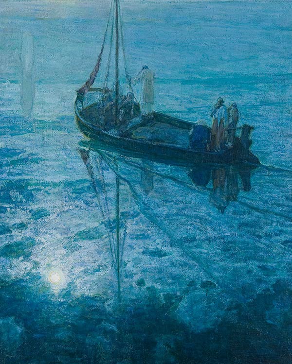 Los discípulos miran a Cristo caminando sobre el agua