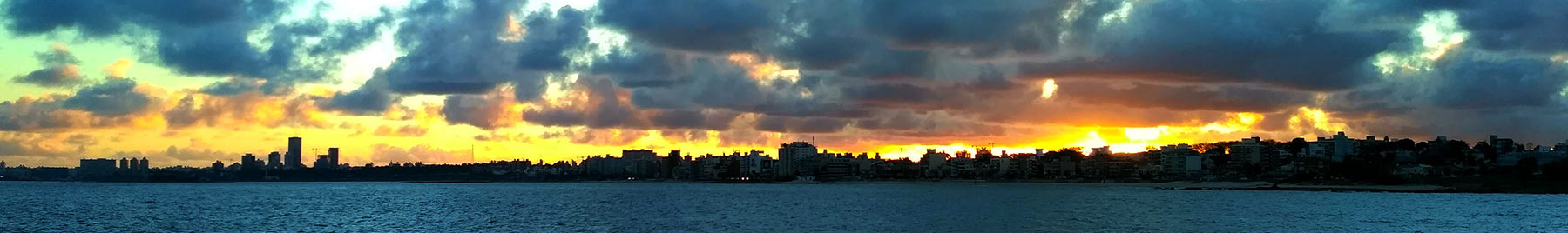Sunset over Montevideo and bay
