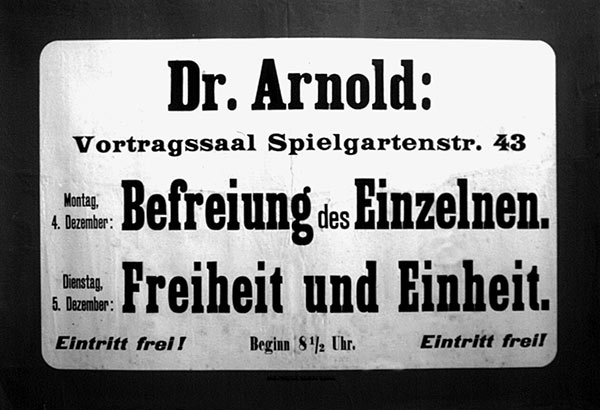 a poster for a talk given by Eberhard Arnold