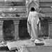 a broken statue in a church