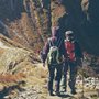 a couple hiking a mountain