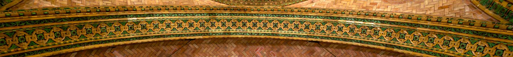 green & golden tiles on a cathedral ceiling: Photograph courtesy of Emil Adiels