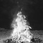 black and white photo of a bonfire