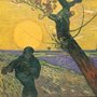 Van Gogh painting of a tree in the sunset