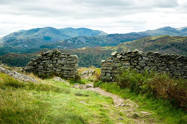 old stone wall in the Lake District in the UK